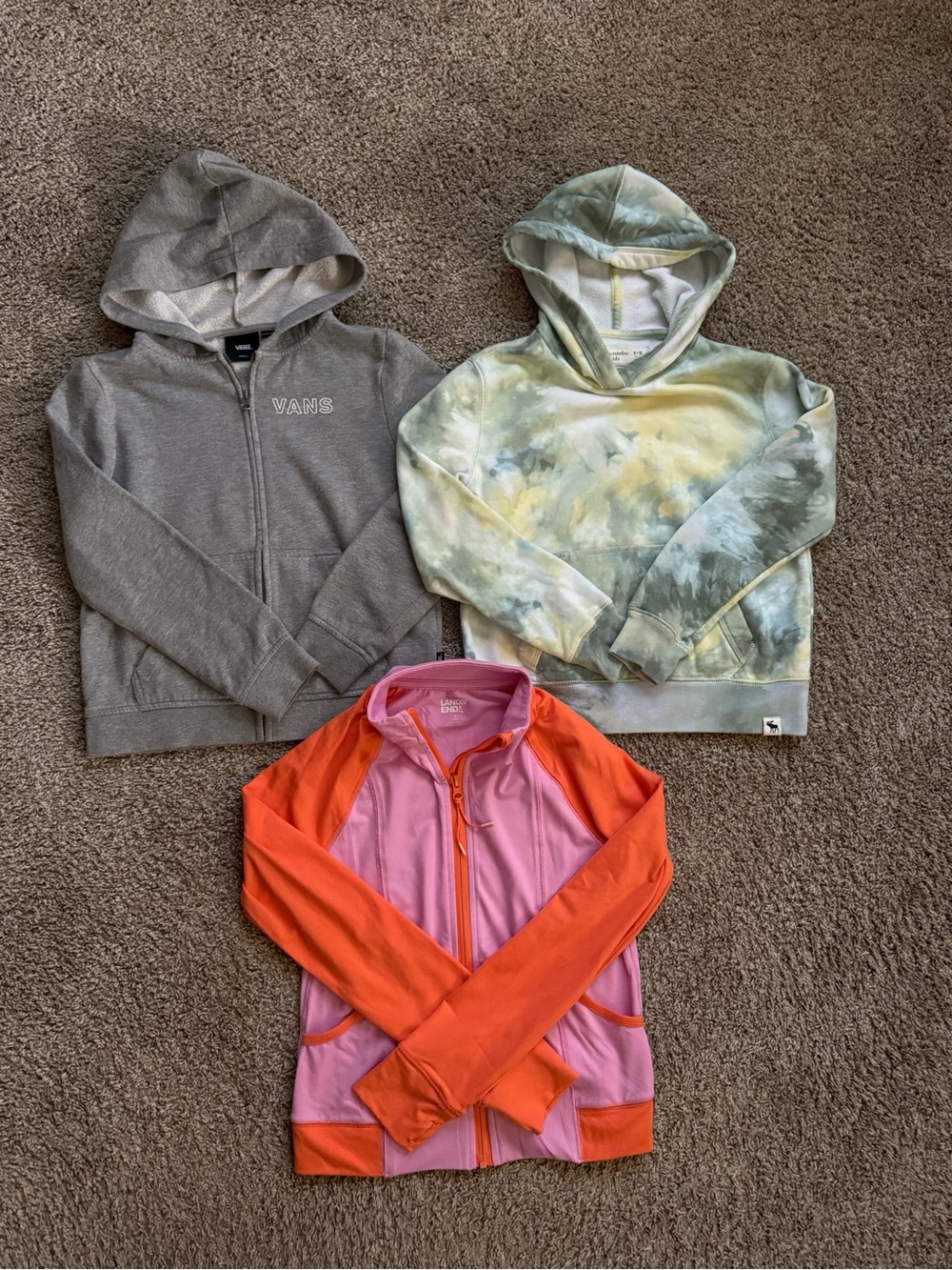 Girls Sz 10/12 Zip Up Hoodies and Jacket Vans, Lands End, Abercrombie